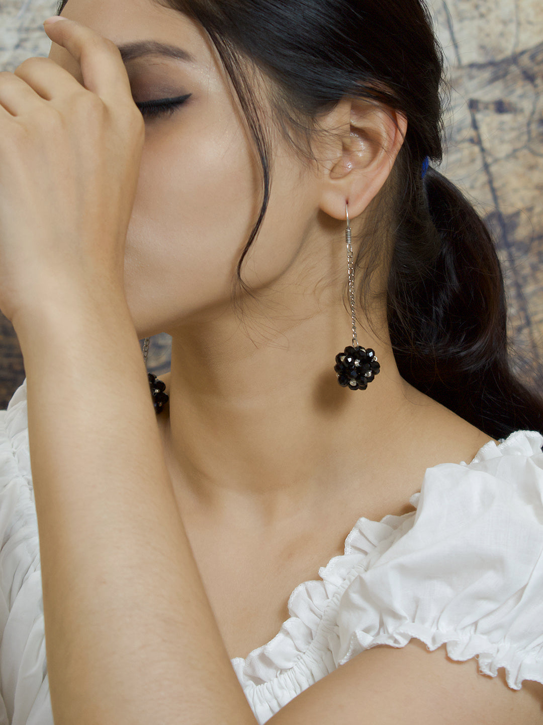 Geometrical Design Glass Bead Earring