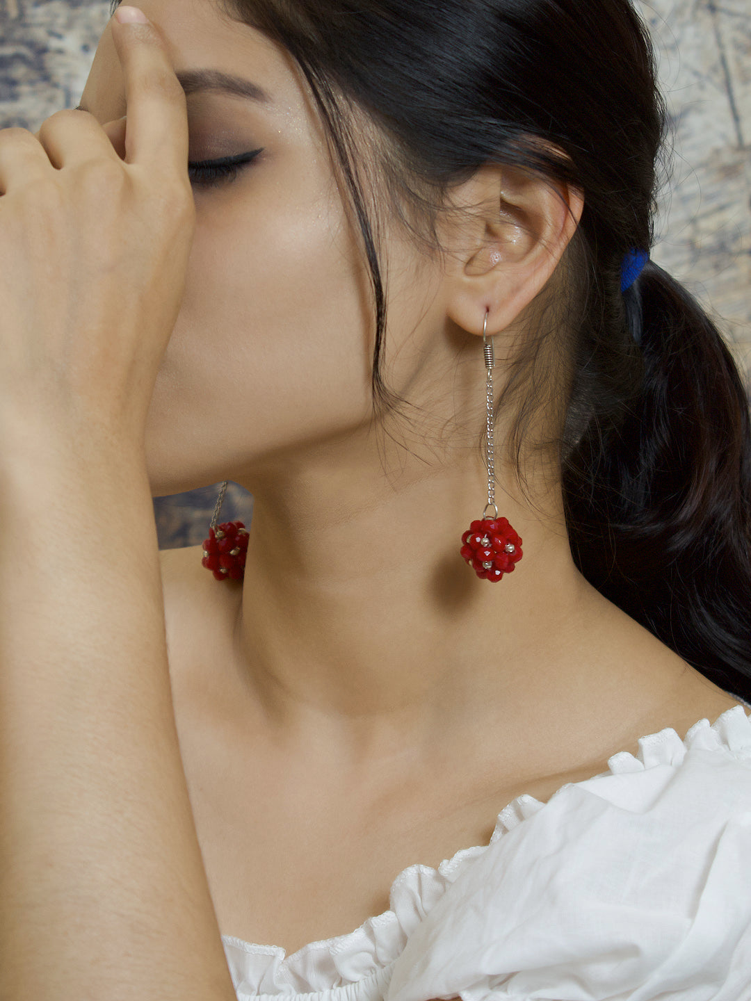 Geometrical Design Glass Bead Earring