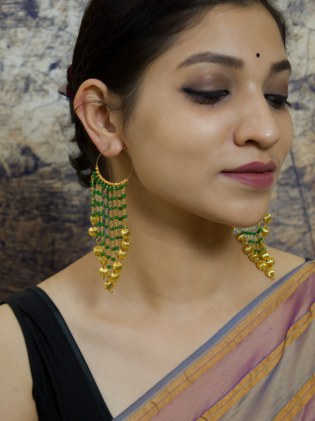 Geometrical Design Pearl Earring