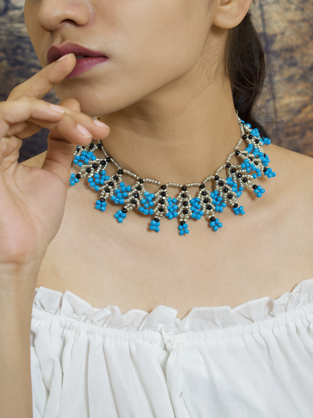 Flower Design Glass Bead Jewelry Set