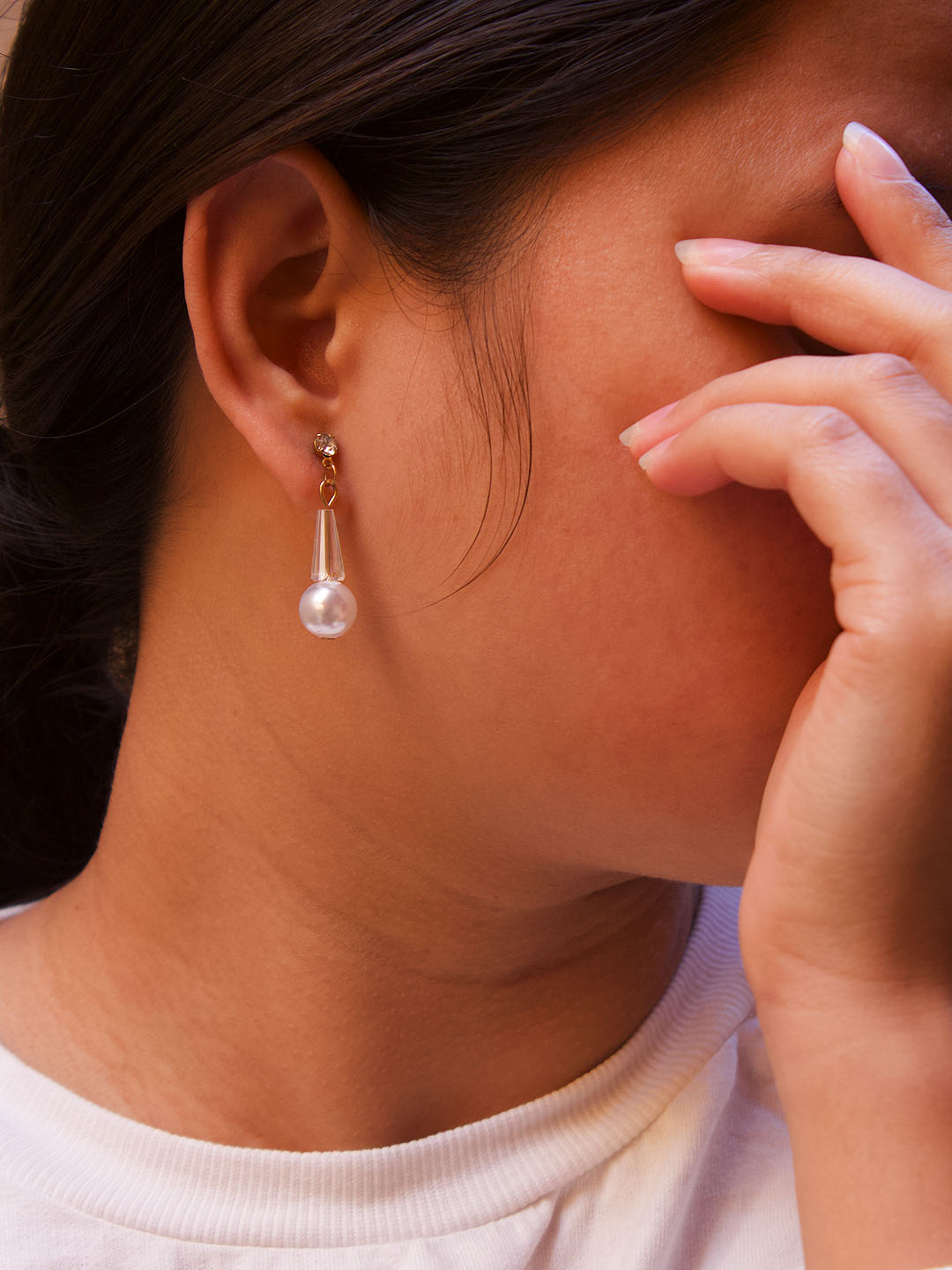 Gold Plated Fresh Watered Pearl Drop Earrings