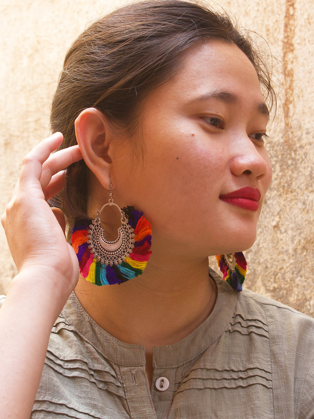 Floral Design Multicolor Drop Earring