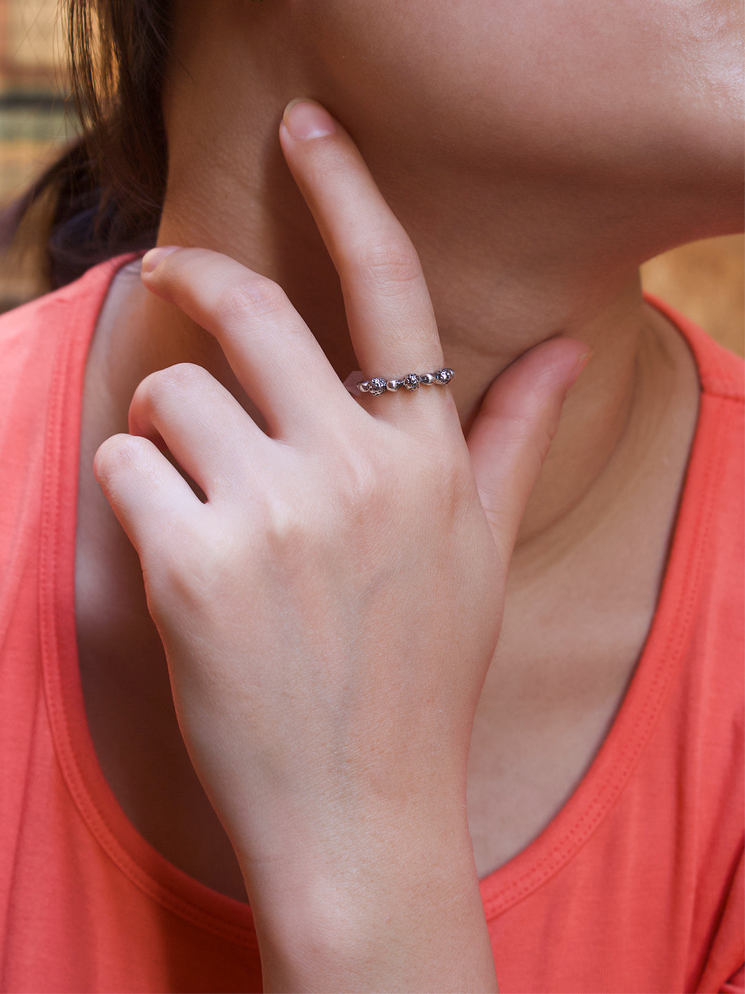 Silver Plated Geometric Design Finger Ring