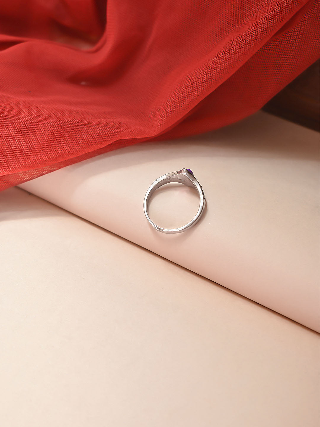 AANA Silver Plated Geometric Design Oxidised Finger Ring