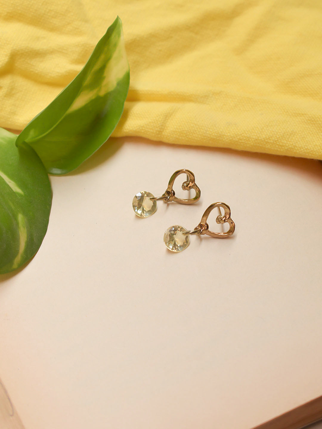 Gold Plated Heart Design Drop Earring