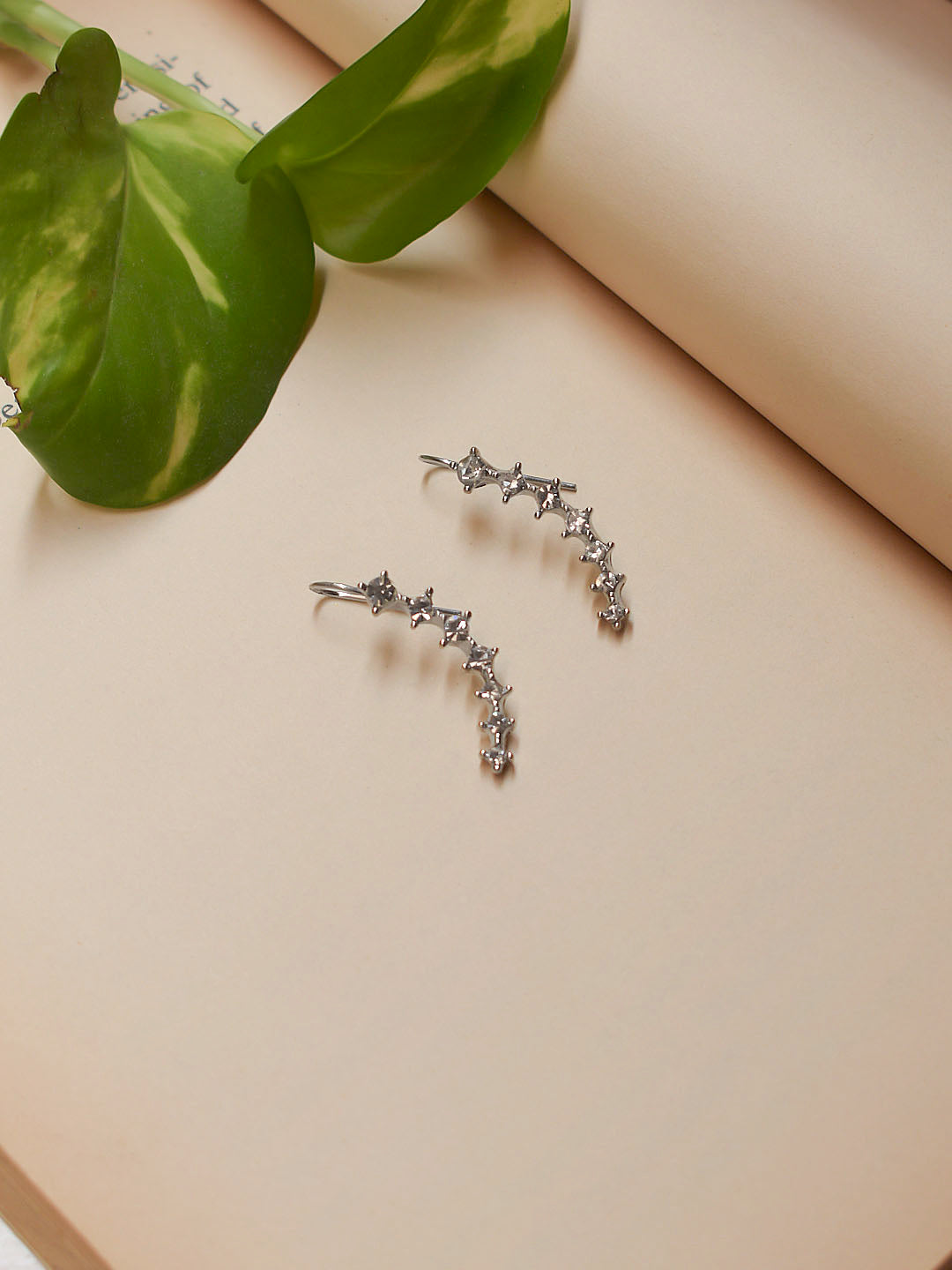 Silver Plated Geometrical Design Earcuffs