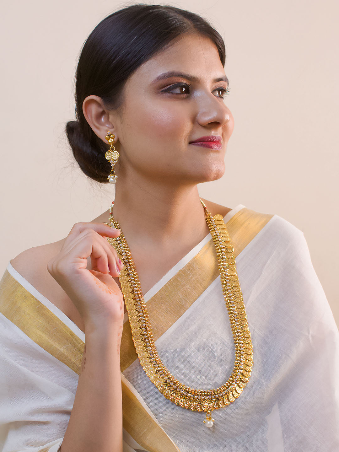 Antique Copper Temple Jewelry Coin Necklace Set For Wedding