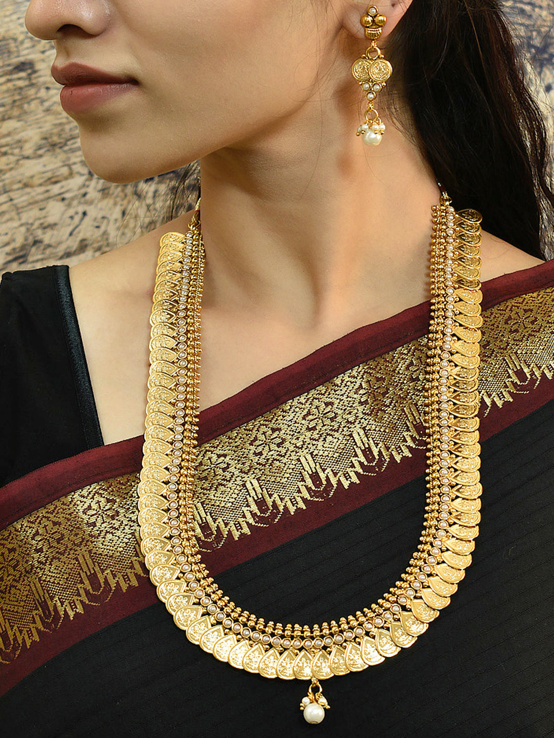 Antique Copper Temple Jewelry Coin Necklace Set For Wedding