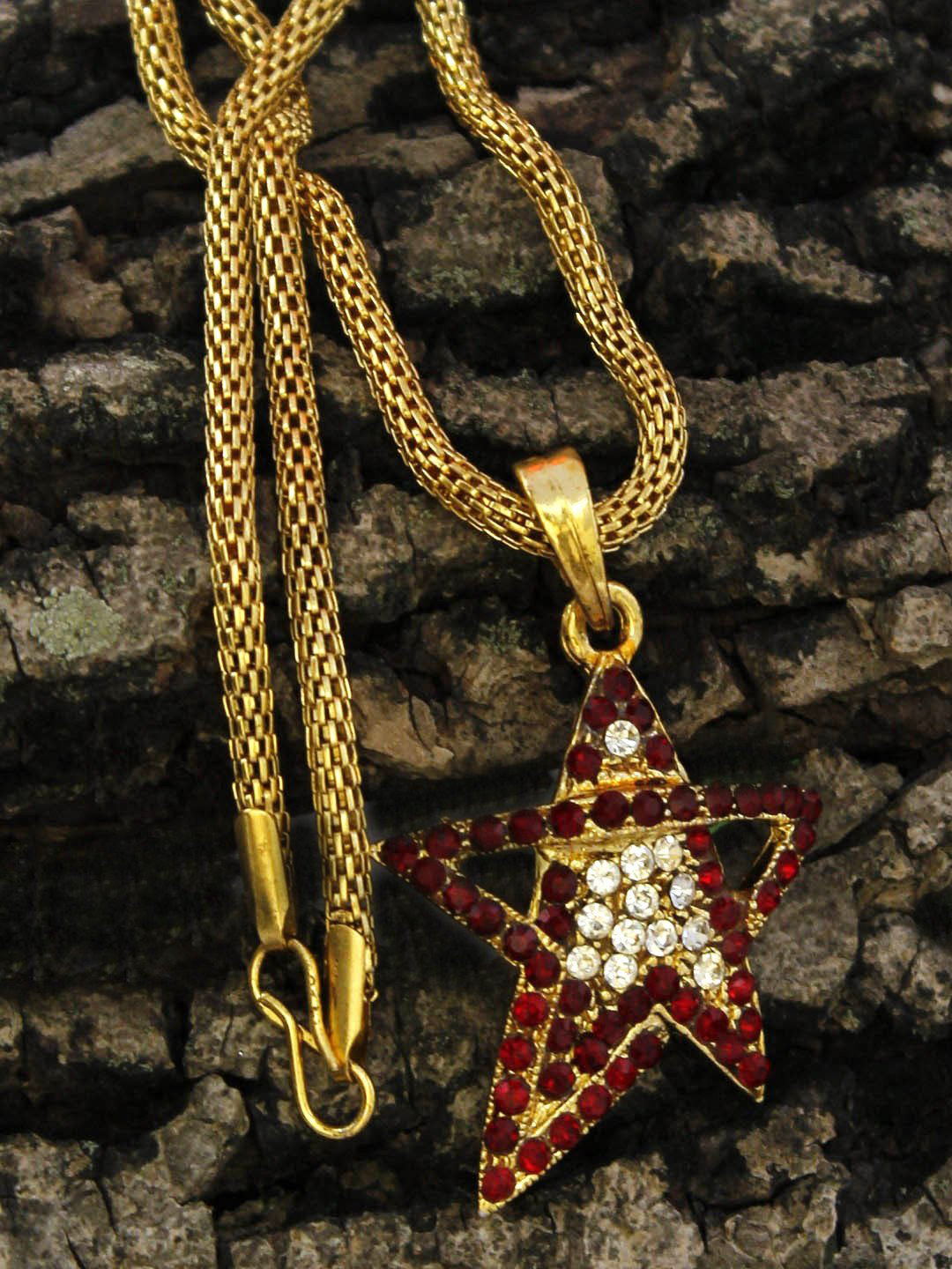 Avismaya Gold Plated Star Design Pendant Set With Chain