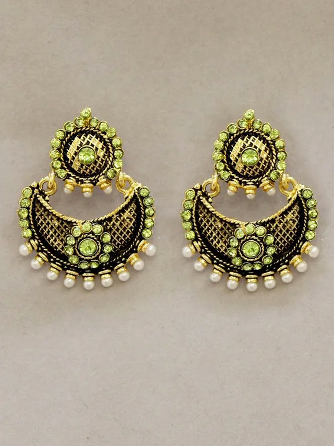 Avismaya Gold Tone Ramleela Design Dangler Earring