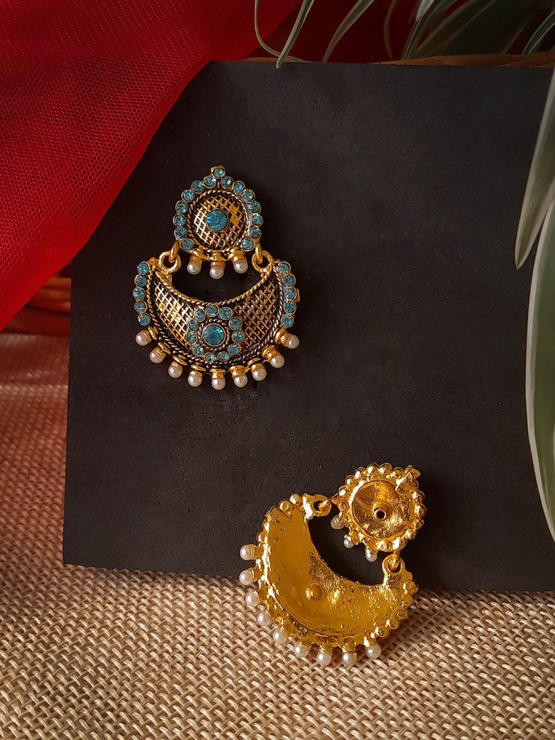 Avismaya Gold Tone Ramleela Design Dangler Earring