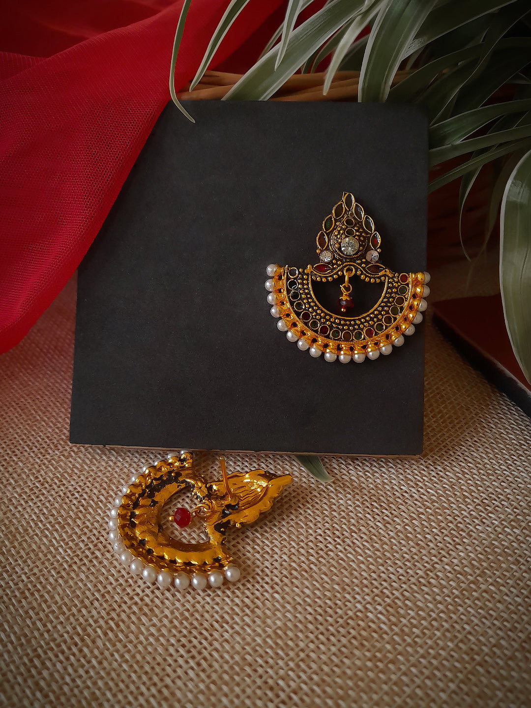 Avismaya Gold Tone Ramleela Design Dangler Earring