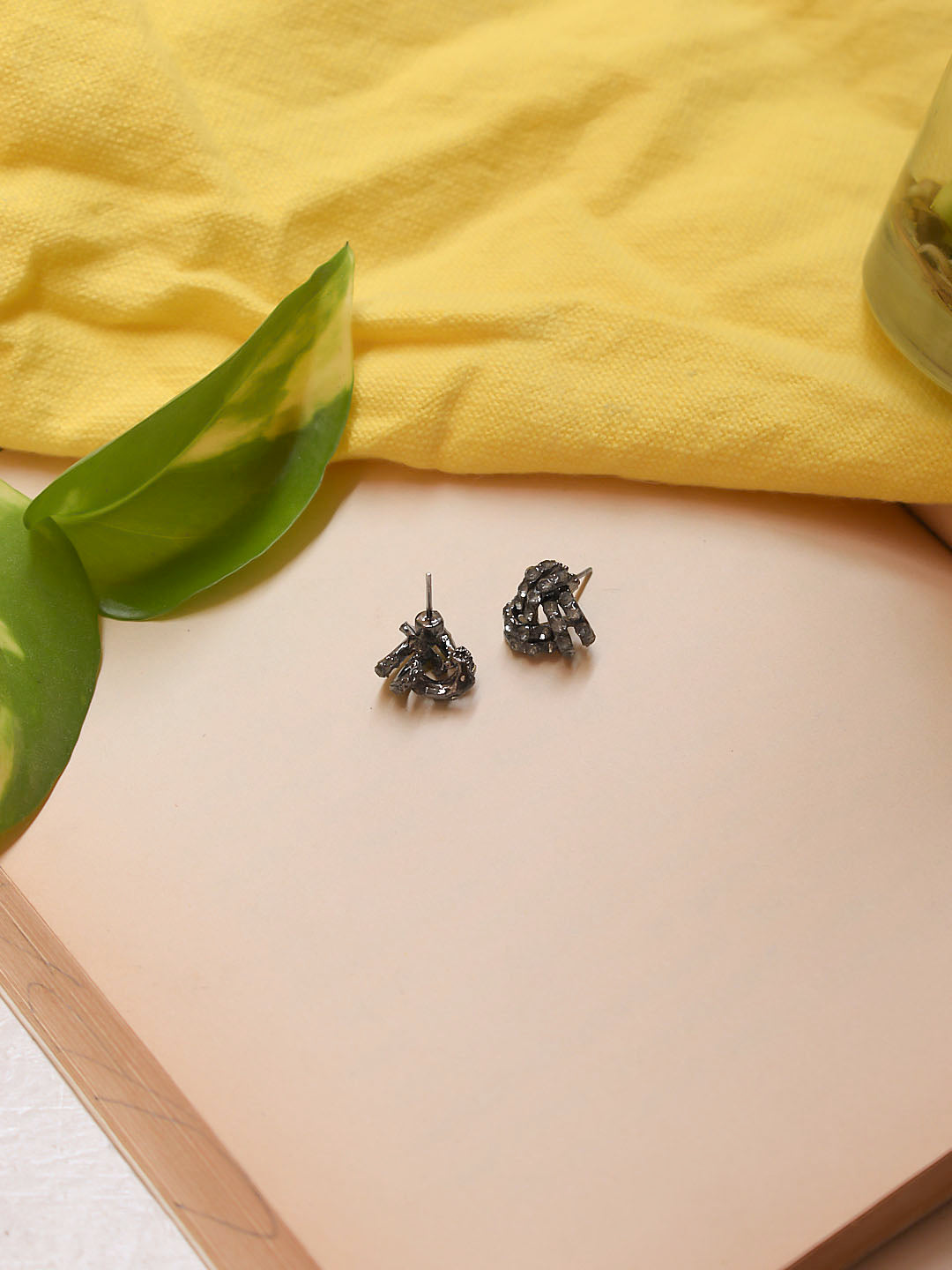 Silver Plated Designer Crystal Stones Stud Earring