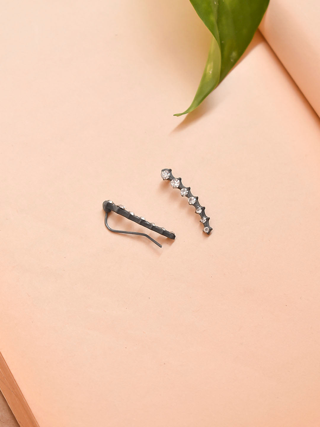 Silver Plated Geometric Design Stud Ear Cuff