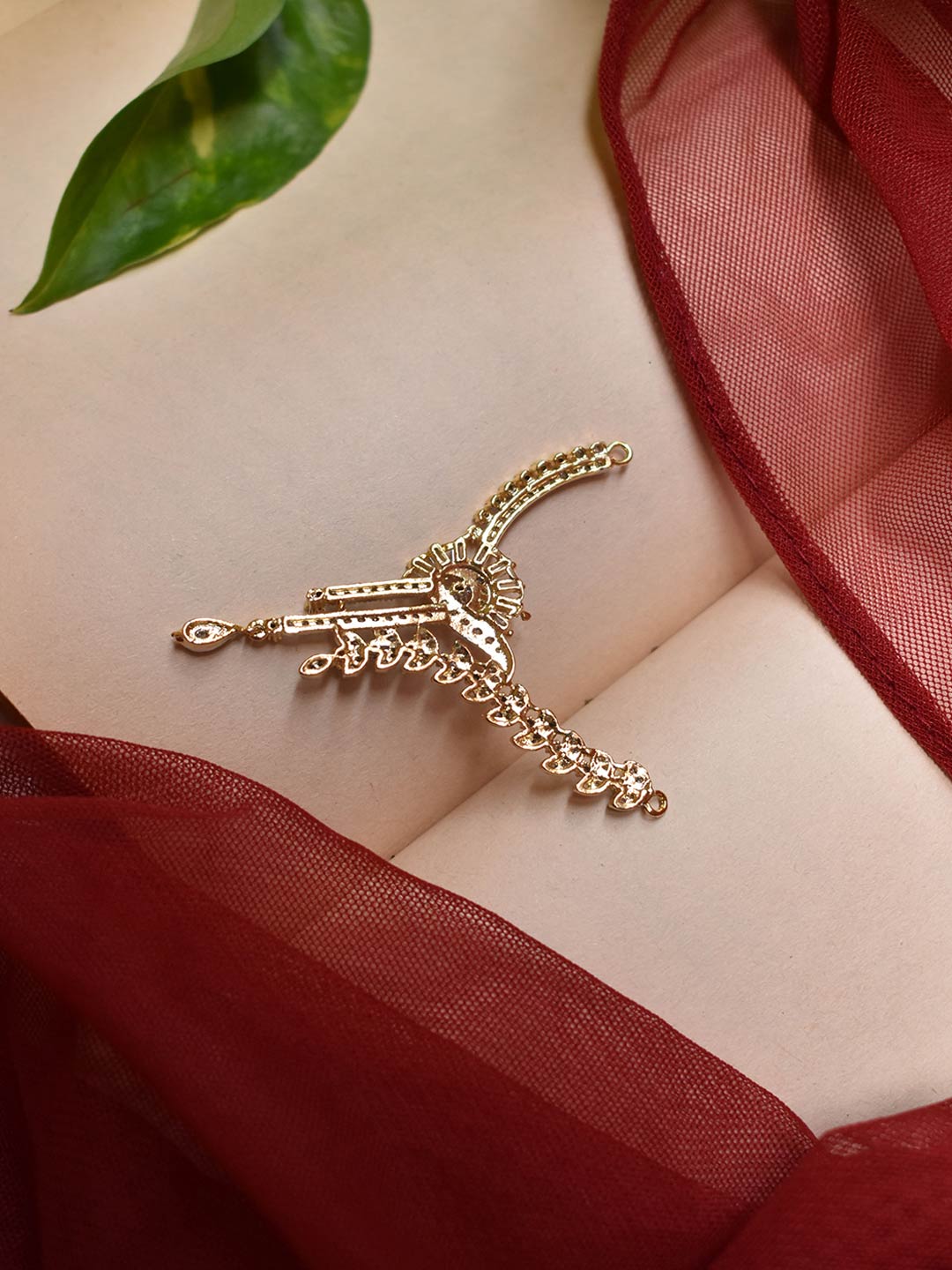 High Quality Dual Toned Peacock Design CZ Stones Pendant With Earring Set