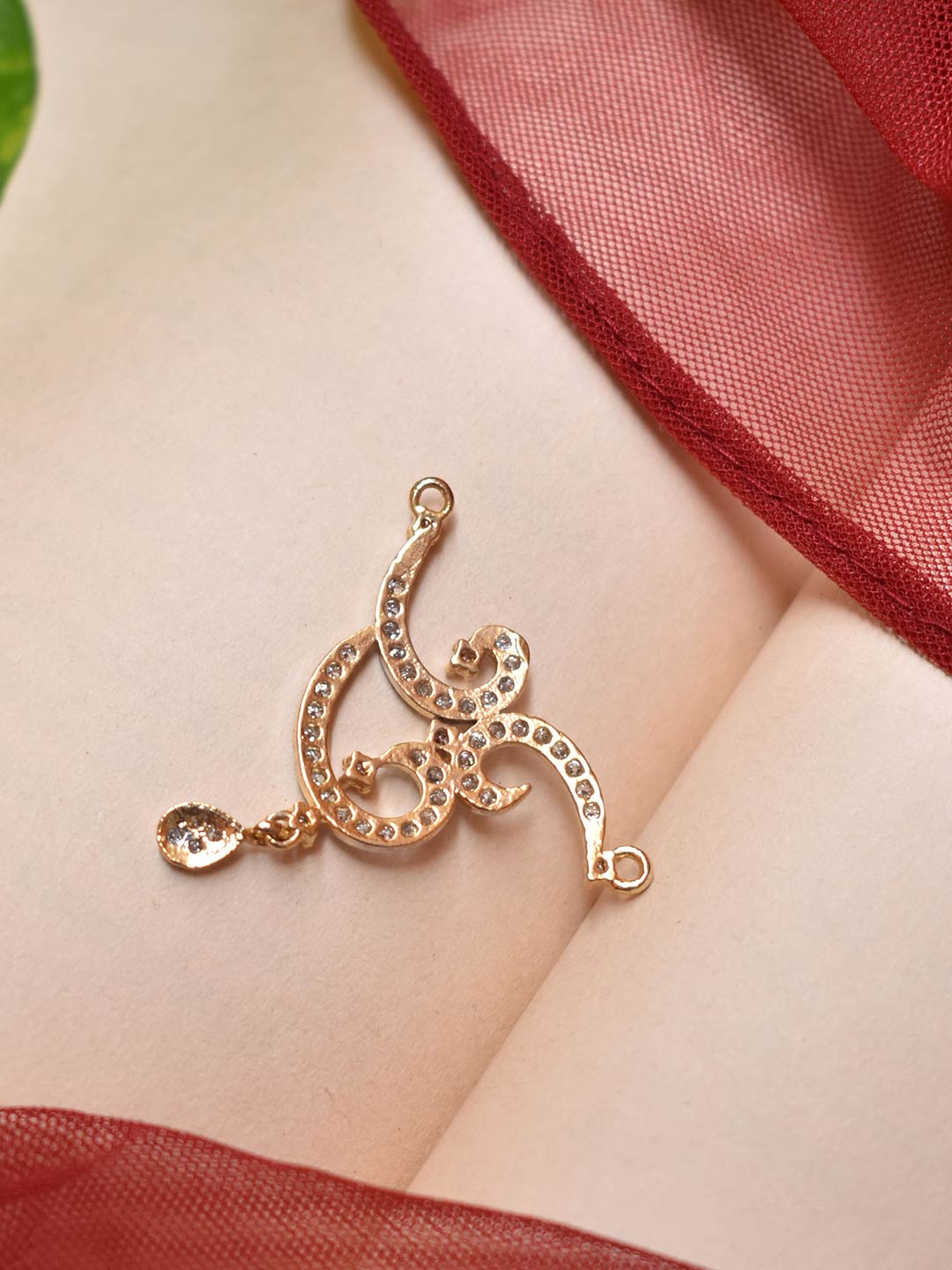 High Quality Dual Toned Peacock Design CZ Stones Pendant With Earring Set