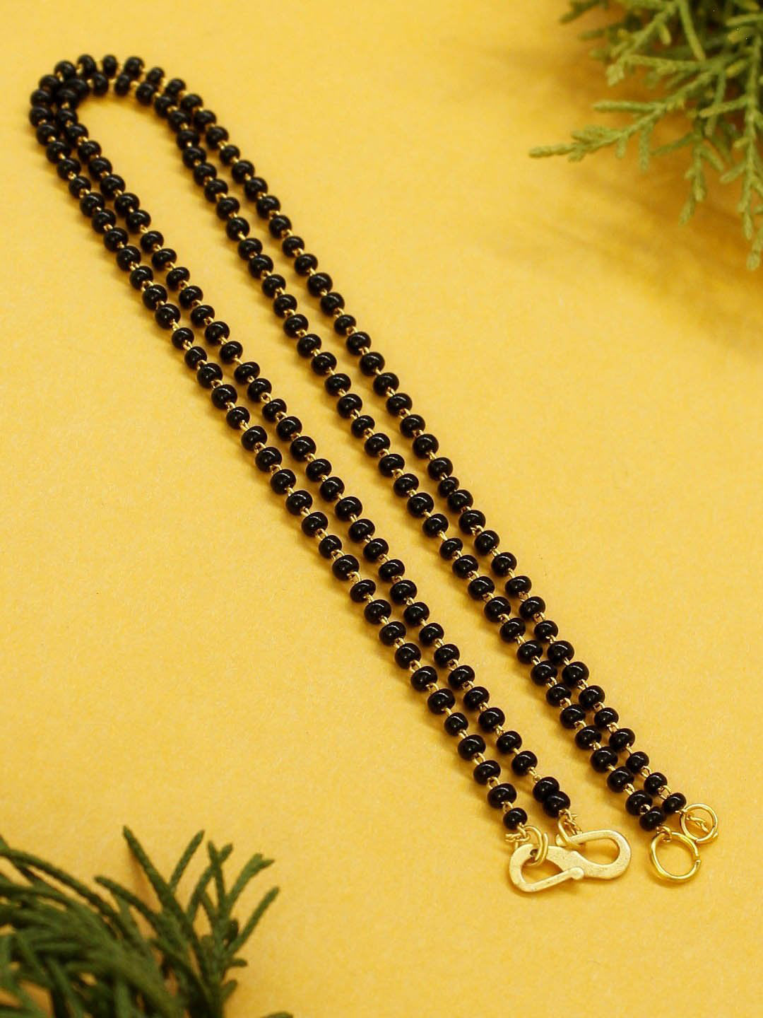 Avismaya Gold Plated Black color Beads Long necklace Mangalsutra