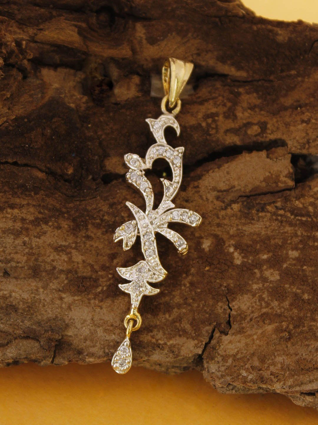 Avismaya Gold Plated With American Diamond Stone Pendant Set