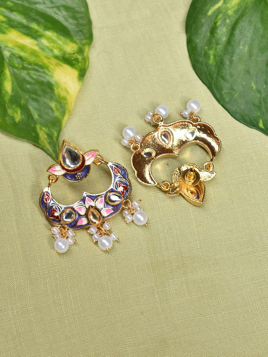 Avismaya Gold Plated Multicolor Floral Design Dangler Earring