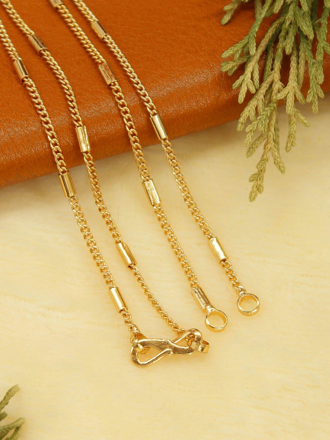 Avismaya Gold Plated Geometric Design Necklace Chain