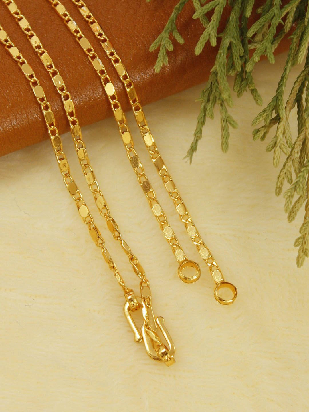Avismaya Gold Plated Geometric Design Necklace Chain
