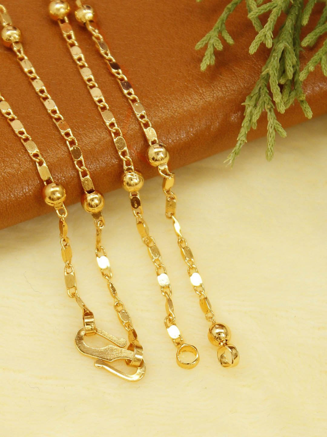 Avismaya Gold Plated Geometric Design Necklace Chain