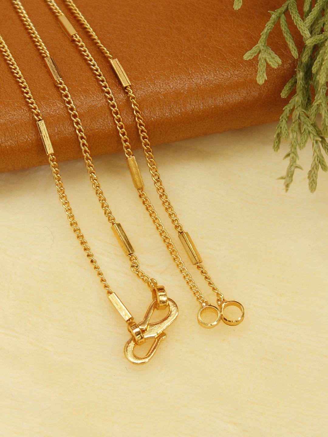 Avismaya Gold Plated Geometric Design Necklace Chain