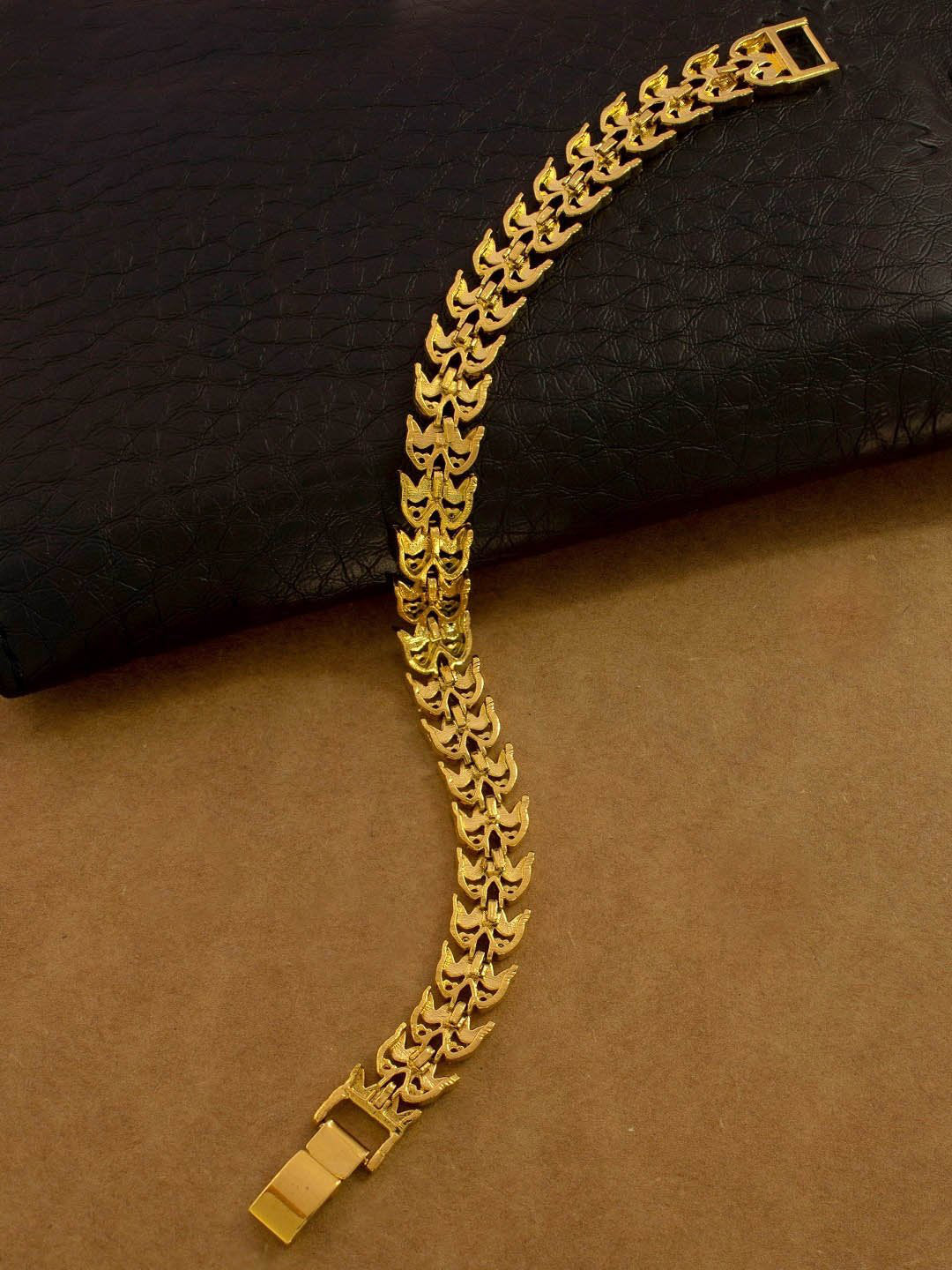 Avismaya Gold Plated Geometric Design Mens Bracelet