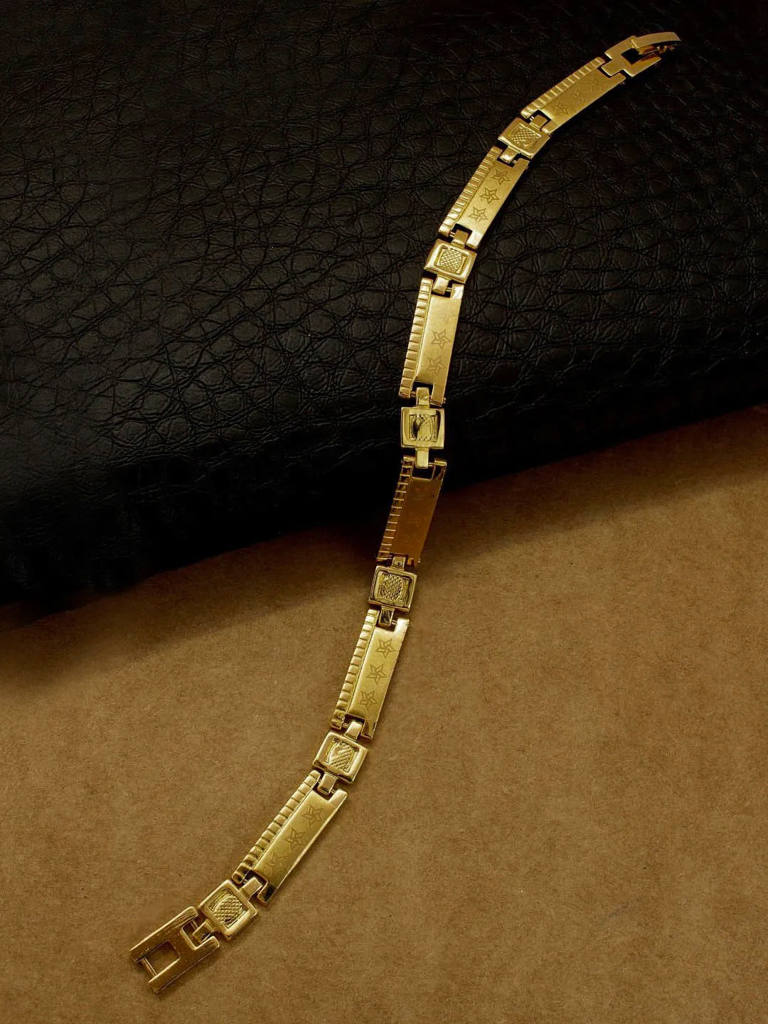 Avismaya Gold Plated Geometric Design Mens Bracelet