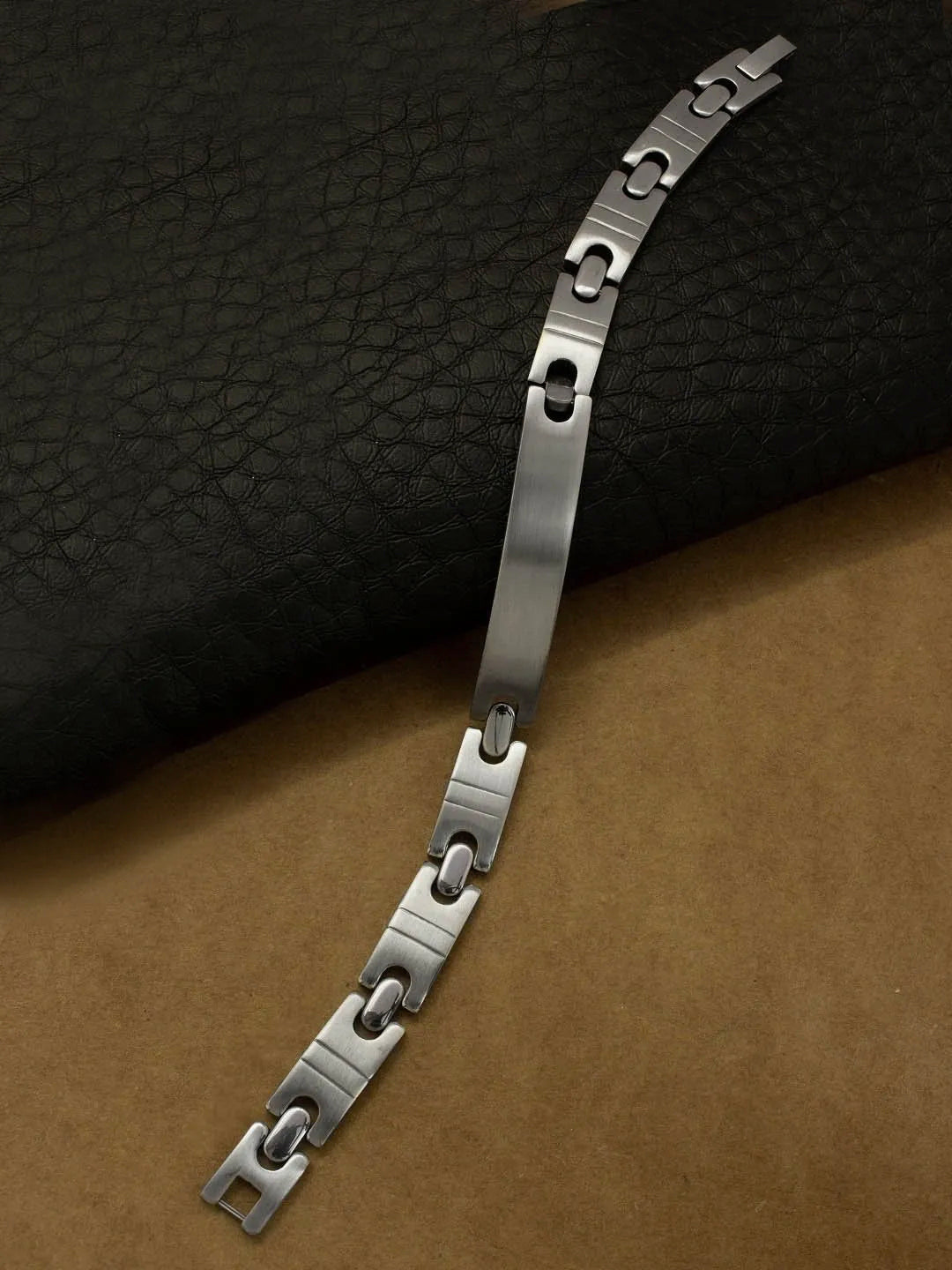 German Silver Plated Geometric Design Mens Bracelet