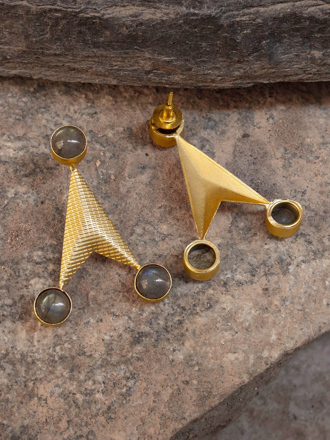 Avismaya Gold Plated Tiger Eye Stone Designer Earrings