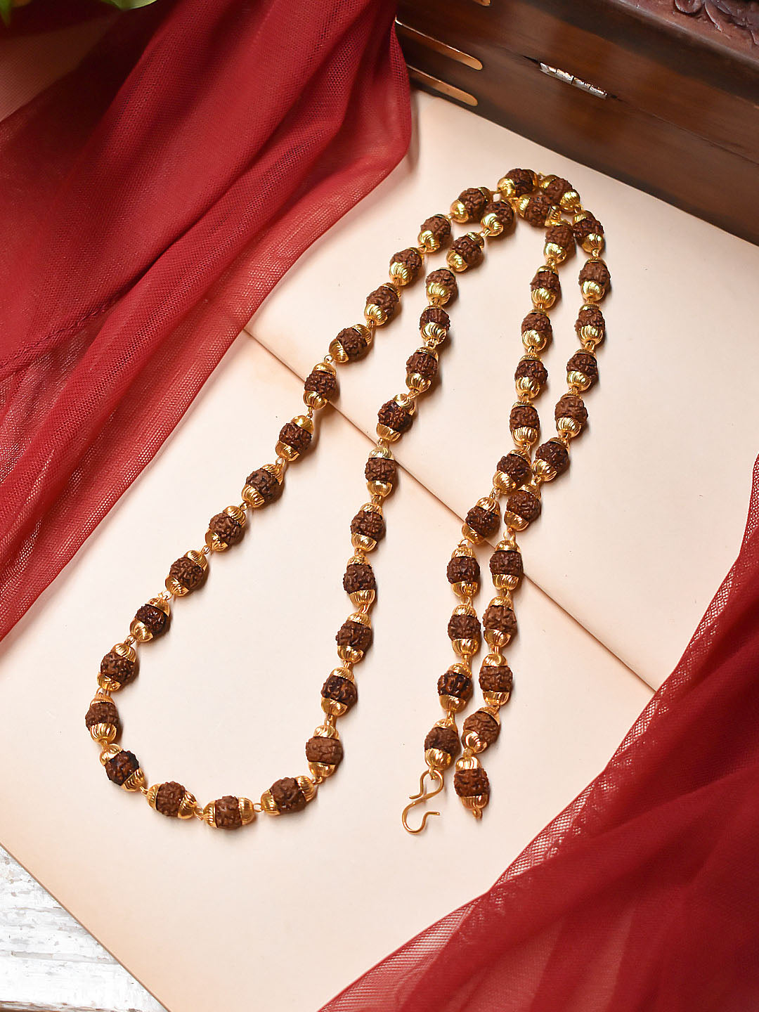 Avismaya Gold Plated Big Rudraksha Beads Design Long Necklace