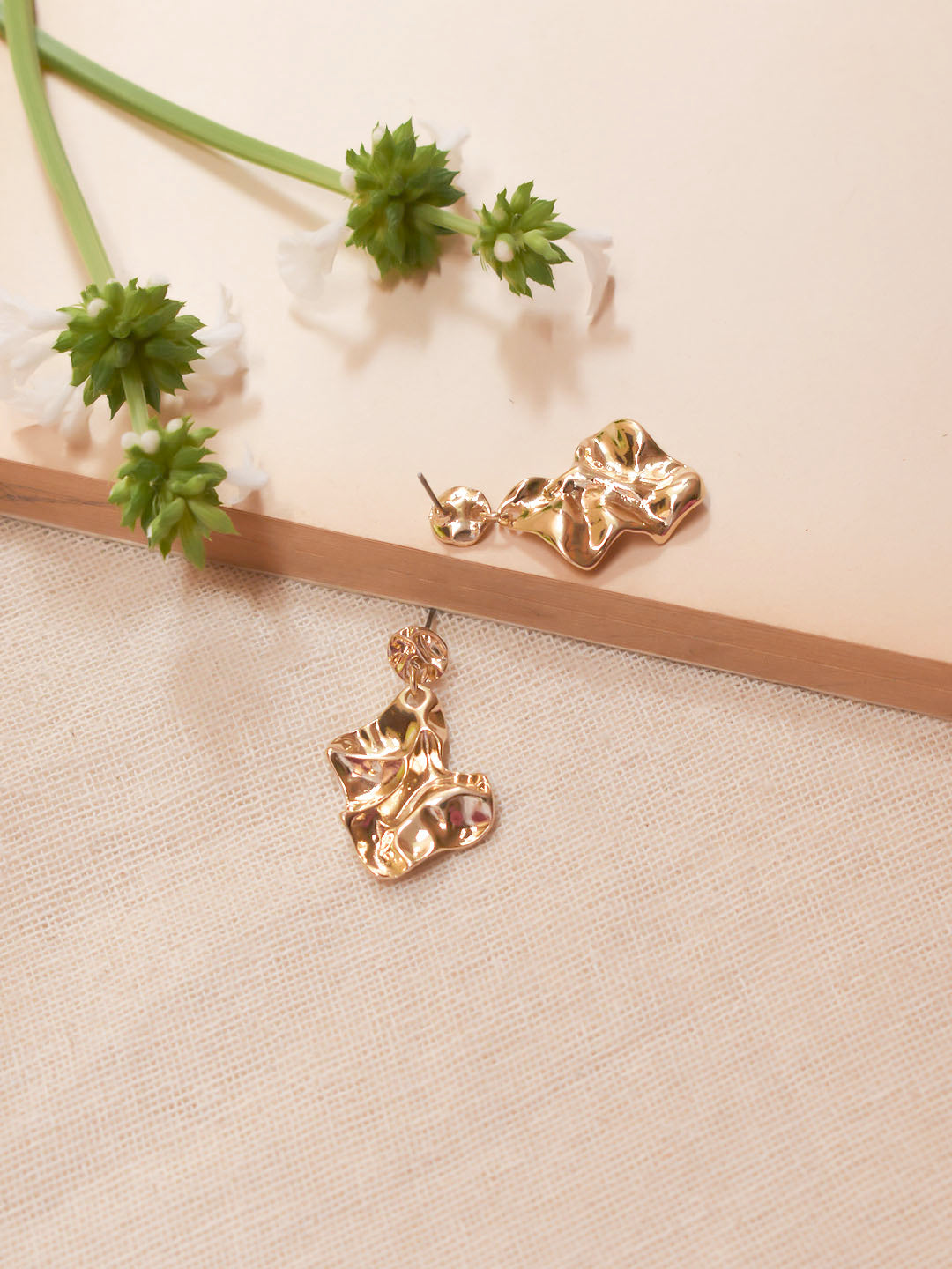 Avismaya Gold Plated Geometric Design Stud Earrings