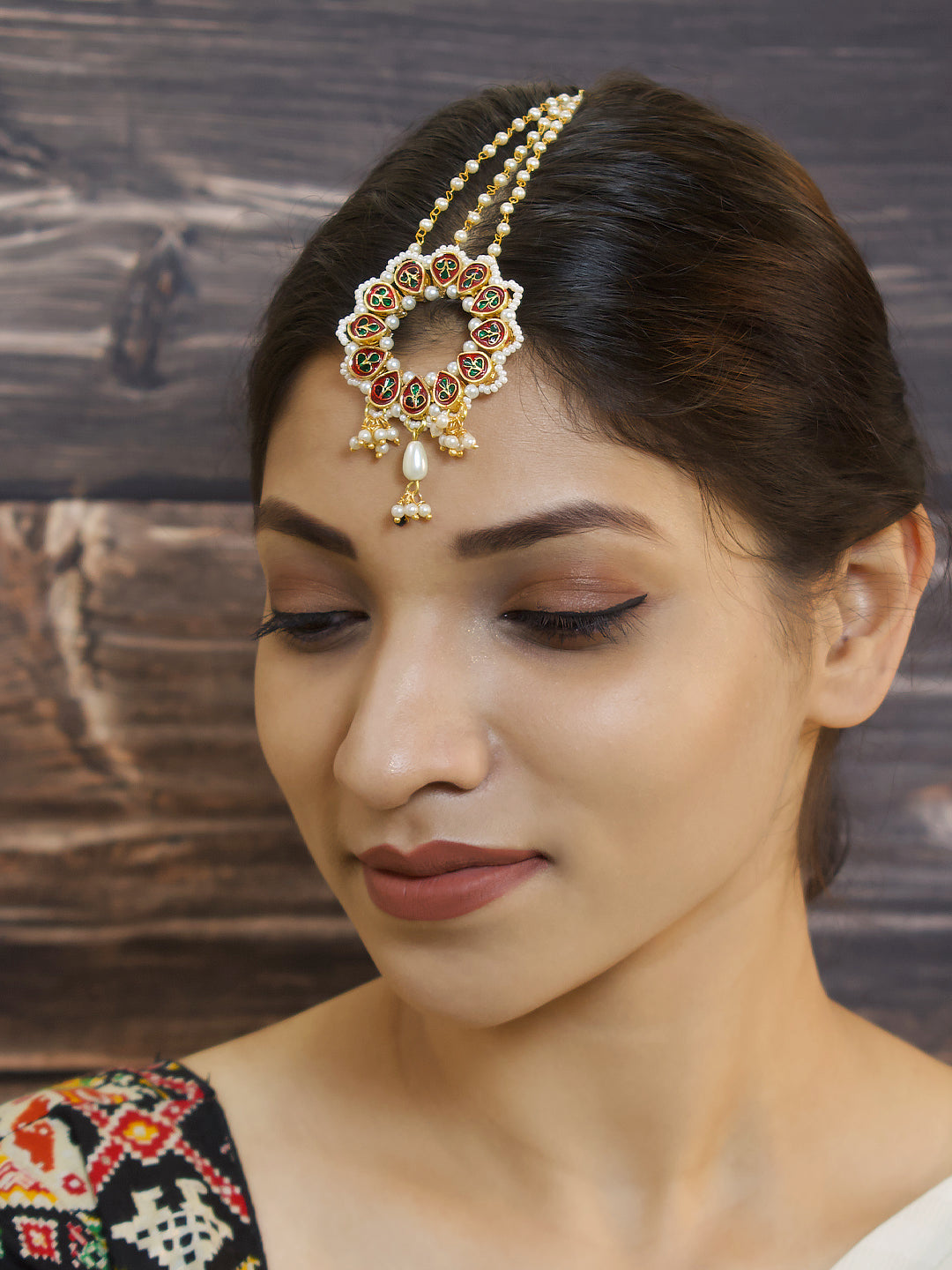 Tear Drop Design Brass Maang Tikka