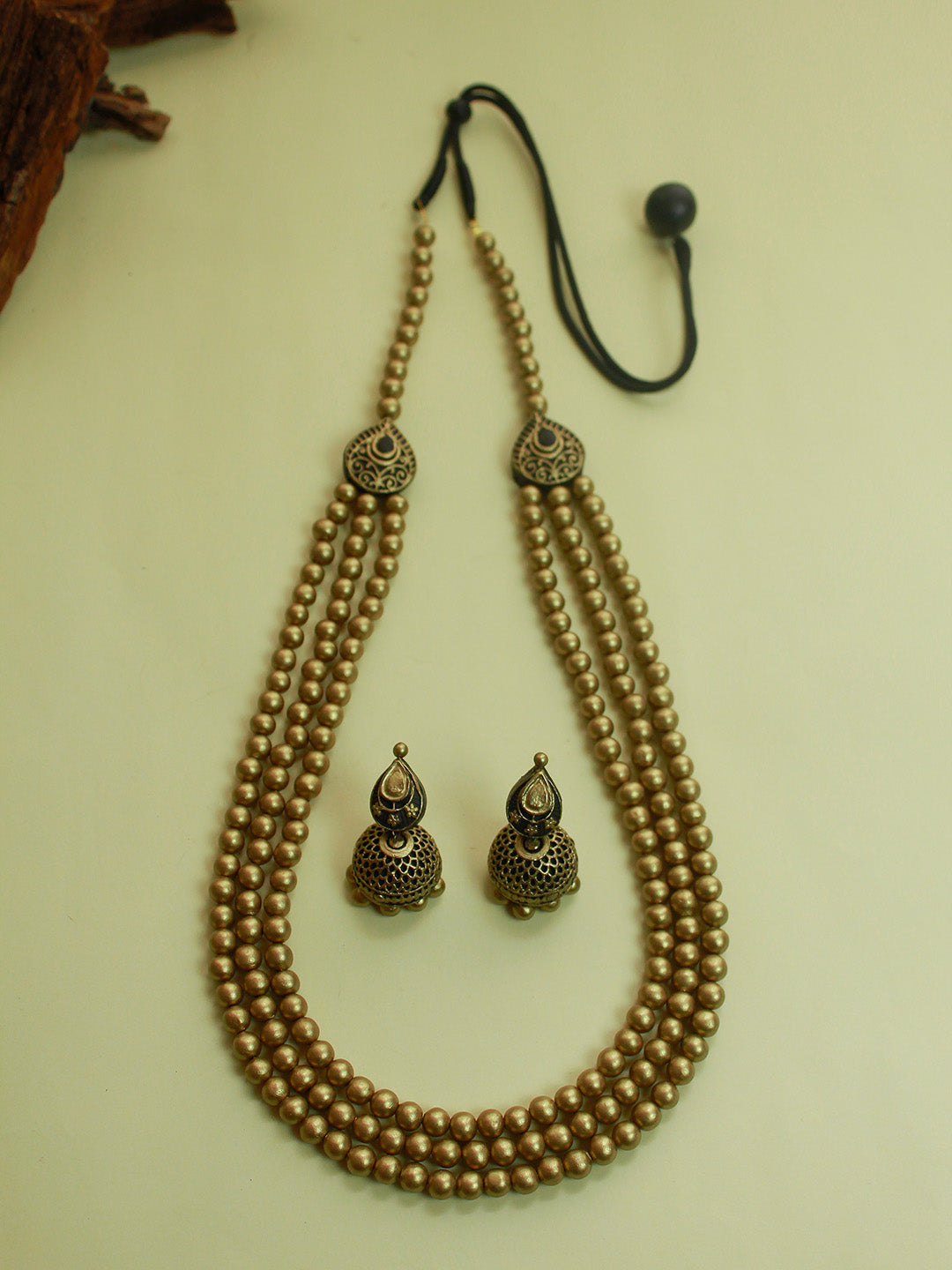 3 layered Rani Haar Handmade Terracotta Necklace Set