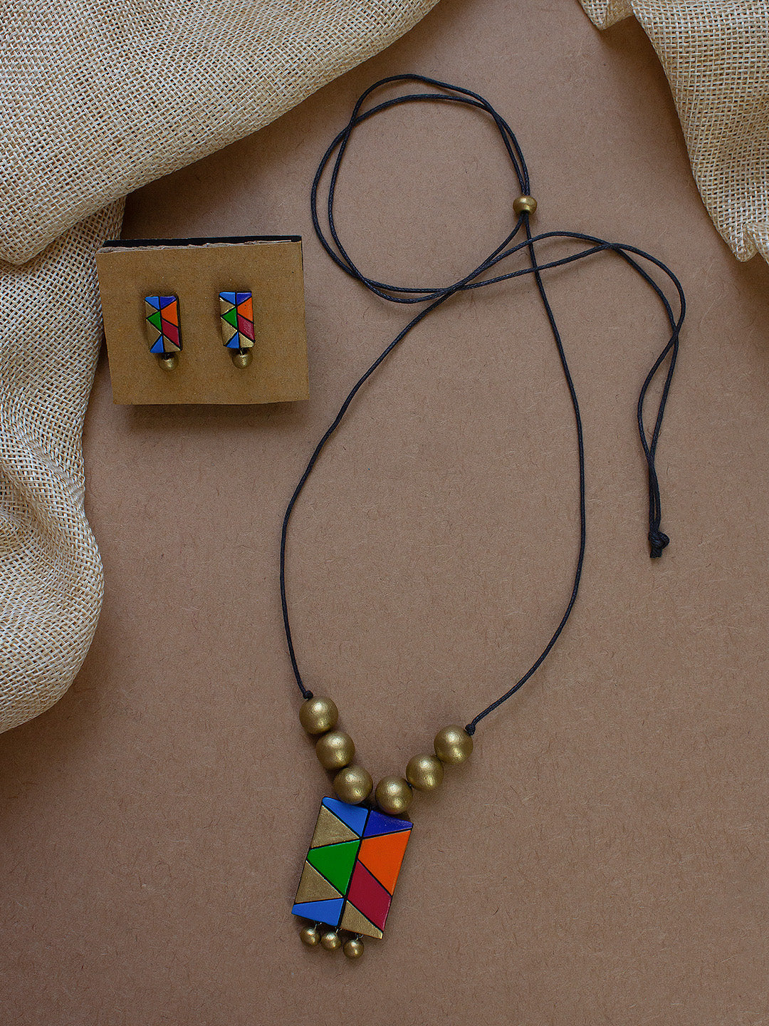 Multicolour Handmade Terracotta Minimalistic Necklace Set