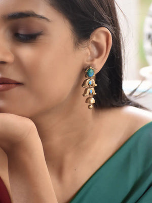 Turquoise Floral Cascade Terracotta Earrings