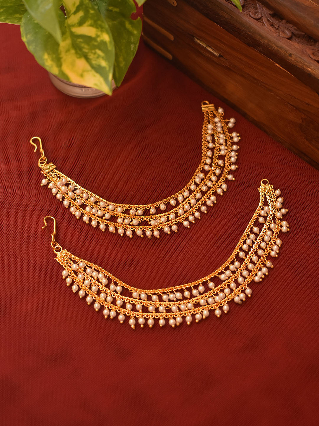 Avismaya High Quality Gold Plated Three Layered With Pearls Mati