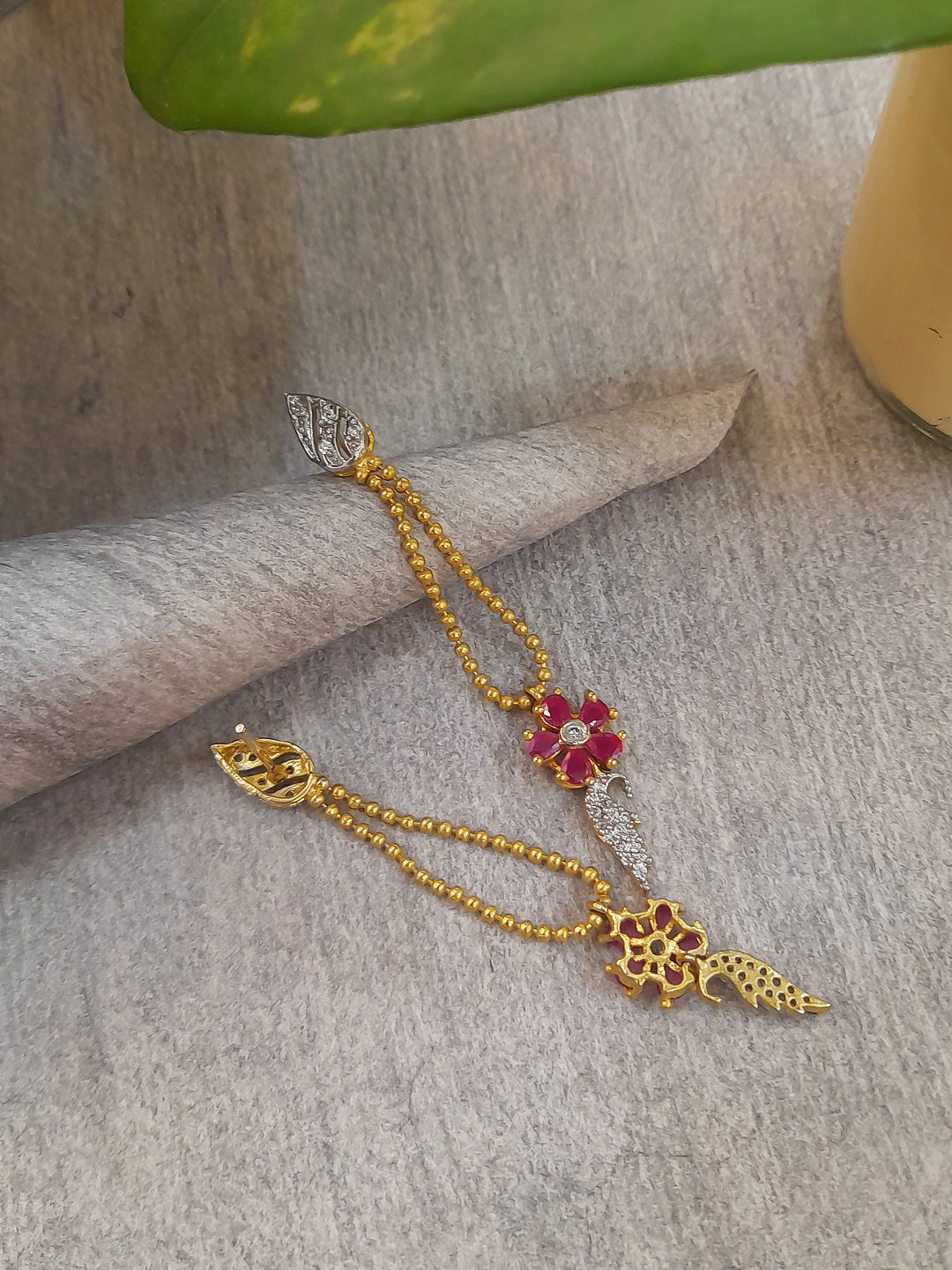 Flower Design Brass Earring