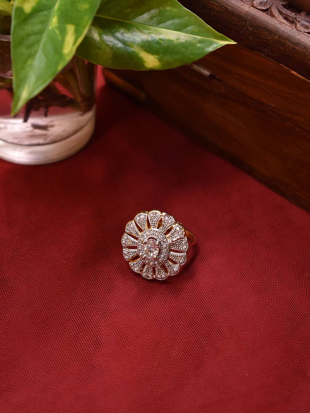 High Quality Gold Plated Circular Shape Oval Design Cz Stones