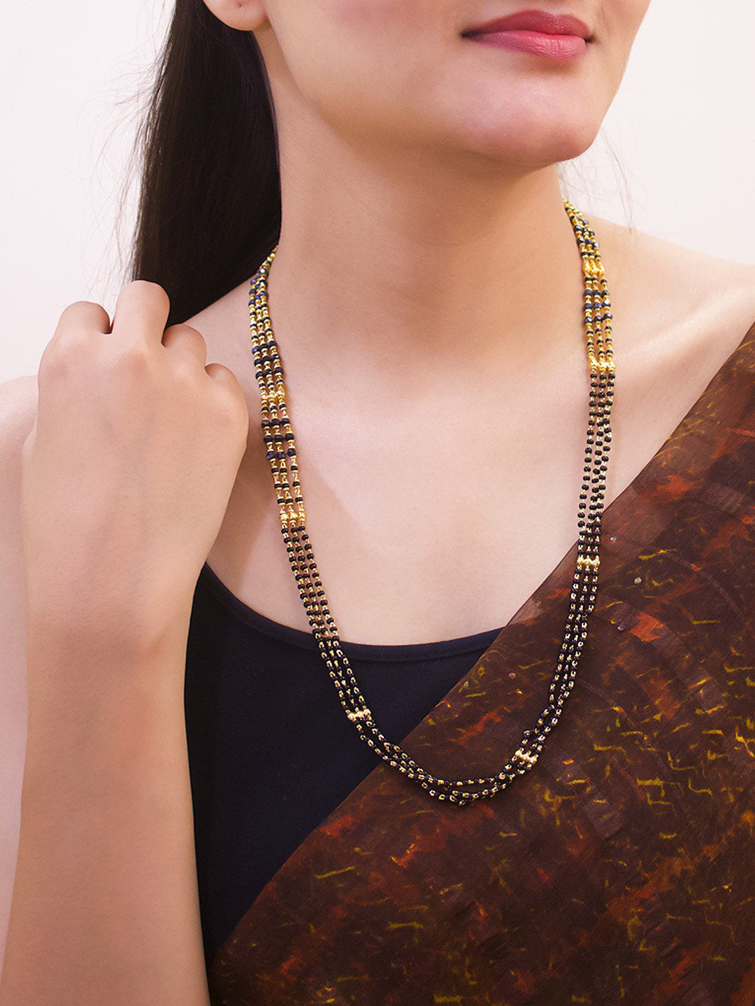 Avismaya Gold Plated 3 Layered Mangalsutra Necklace