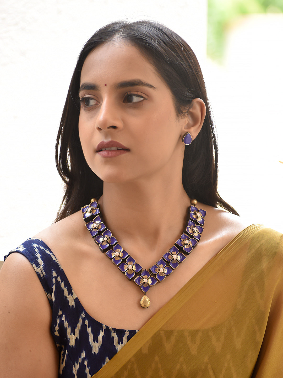 Shyamali — Purple Floral Motif Necklace