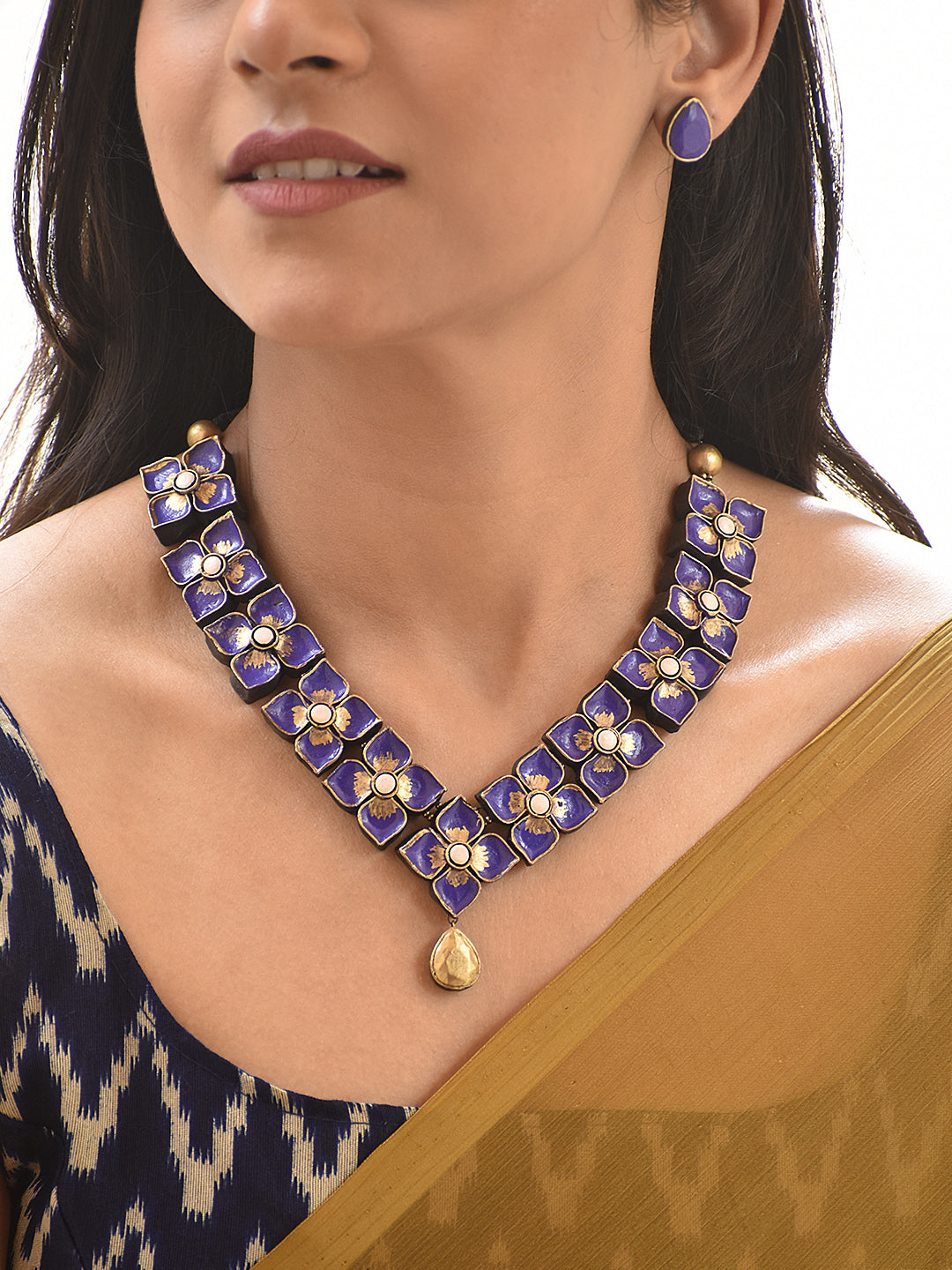 Shyamali — Purple Floral Motif Necklace