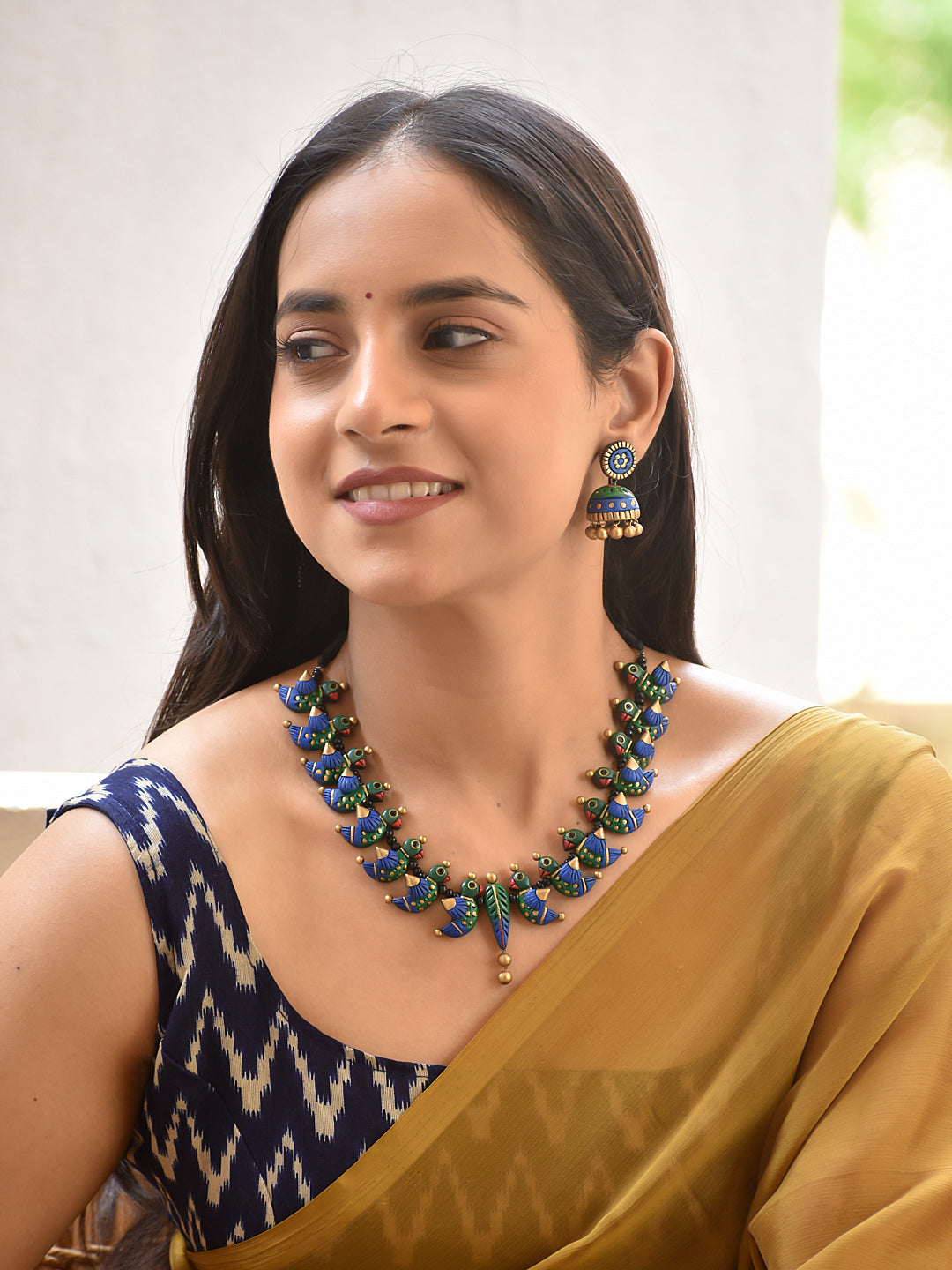 Pakshi — Bird Motif Statement Necklace with Jhumka Earrings