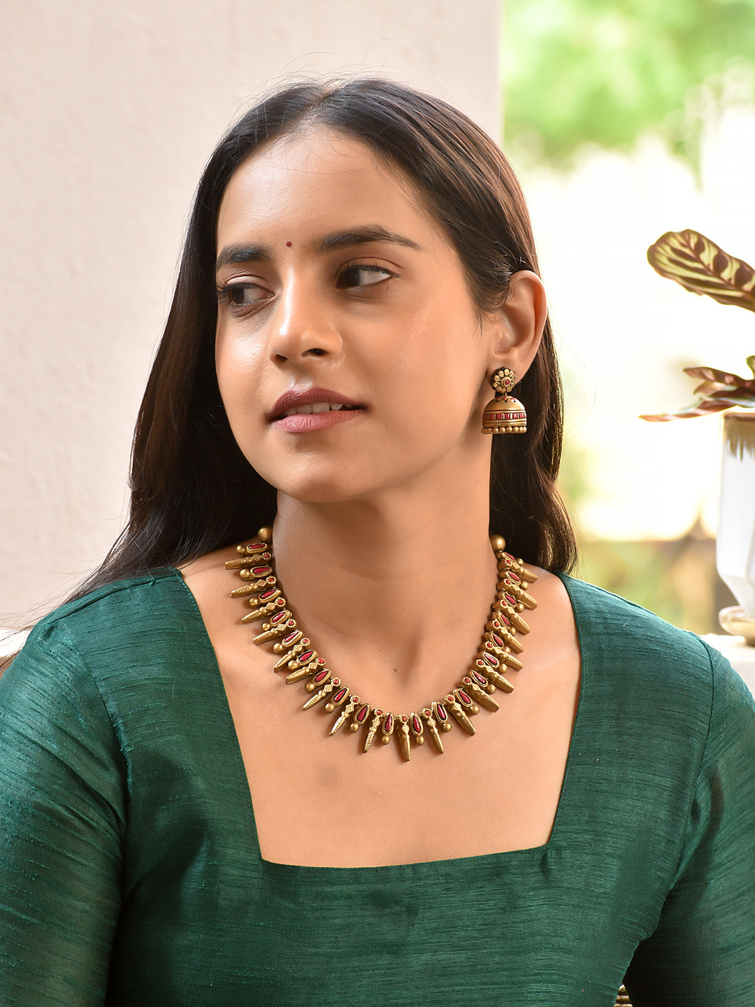 Padmaraga — Red Stone Drop Layered Necklace