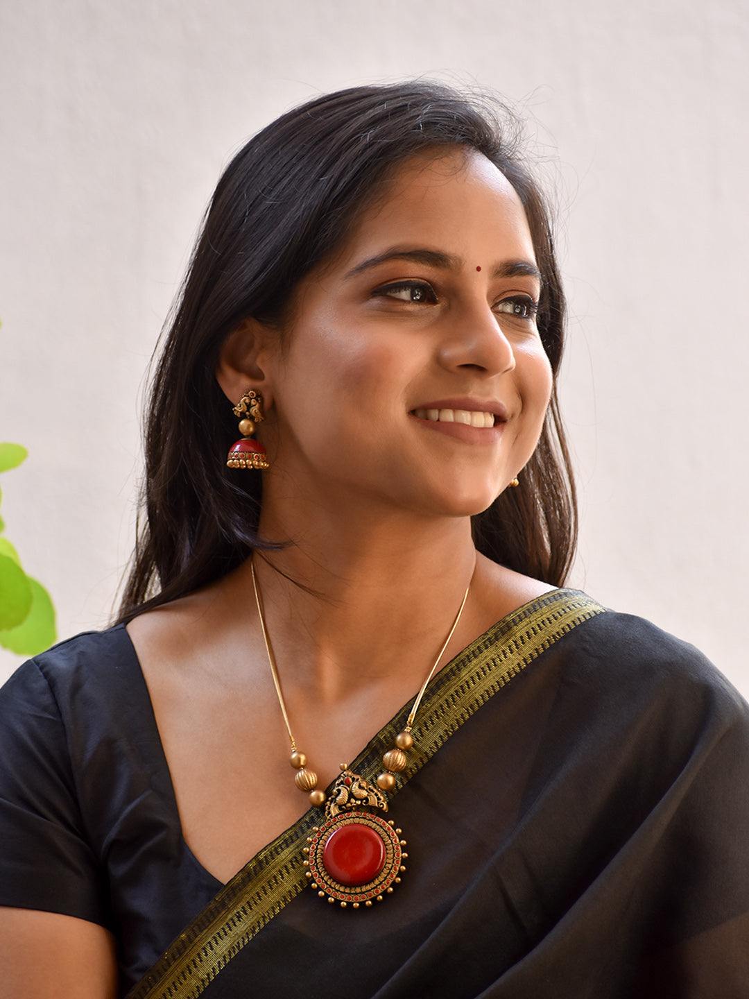 Beautifully Crafted Handmade Circular Design Red and Gold Indian Jewellery Set