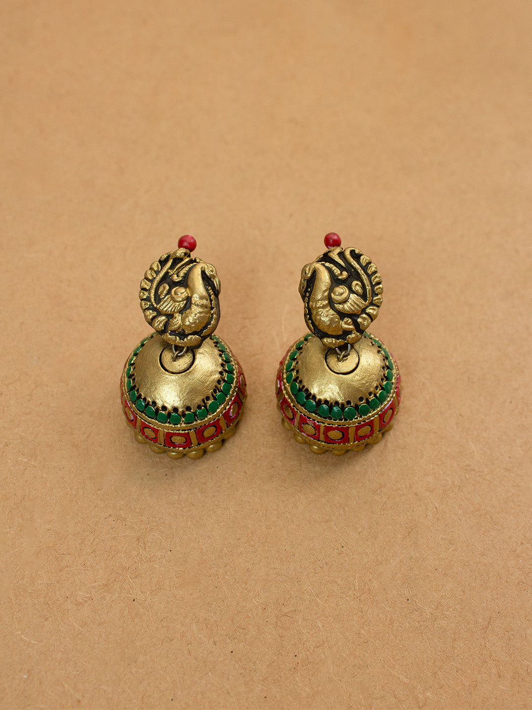 Antique Terracotta Earrings Price Antique Gold Green And Marron