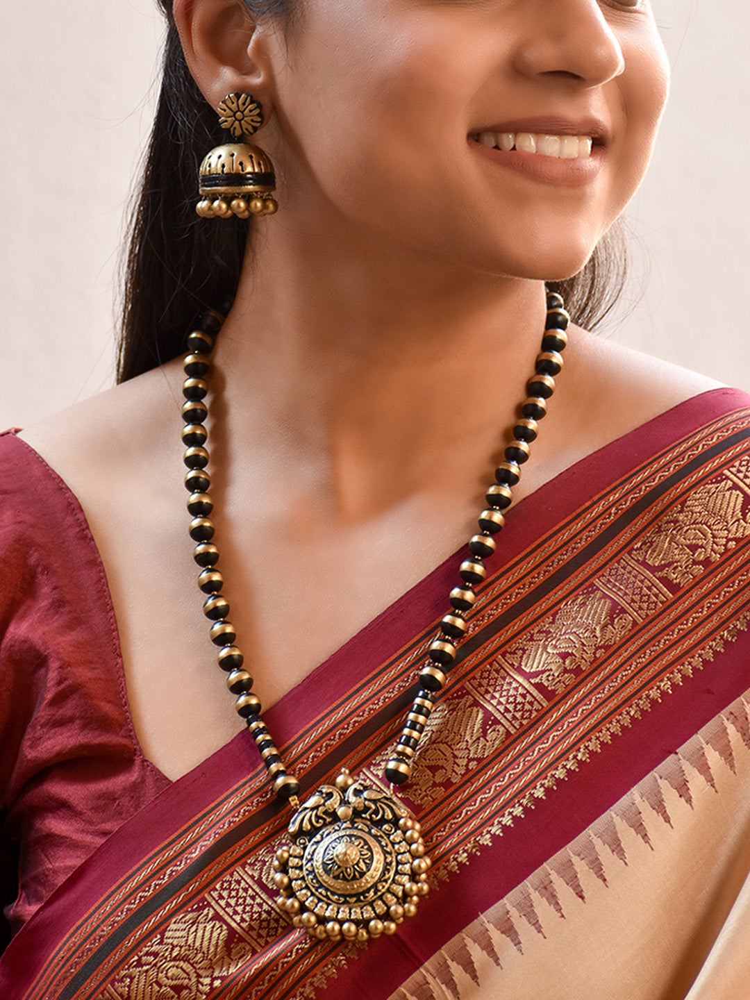 Mayurangana — Handmade Terracotta Advaith Peacock Design Long Necklace Set