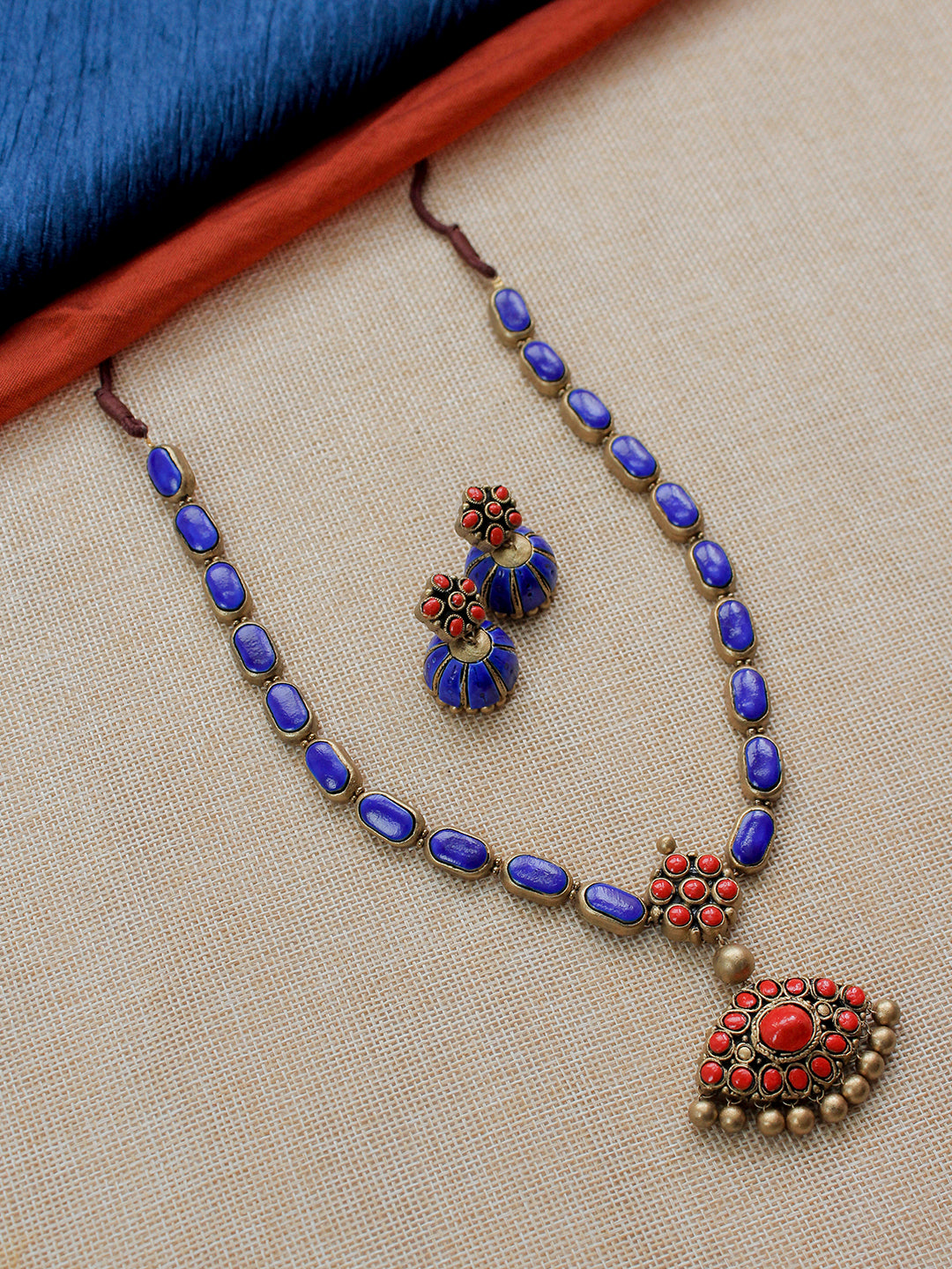 Famous ❤️ Attigai Design in Blue 💙 & Antique Gold Finish