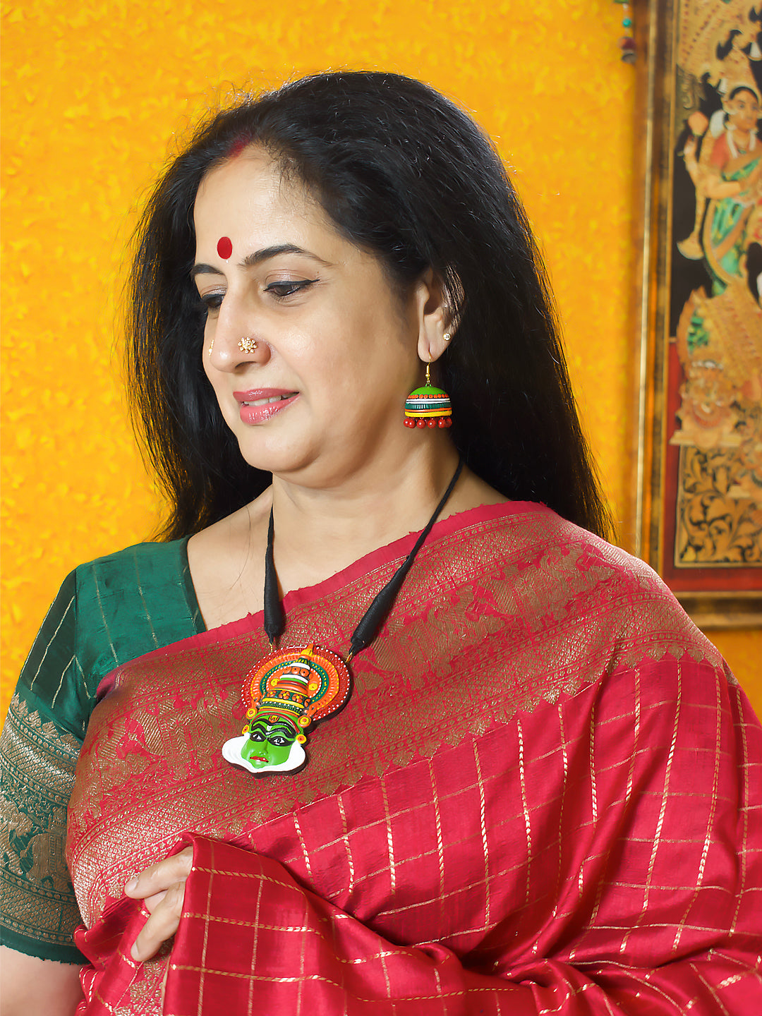 Natya Mukha — Kathakali Design Hand Painted Finish Terracotta Jewellery Set